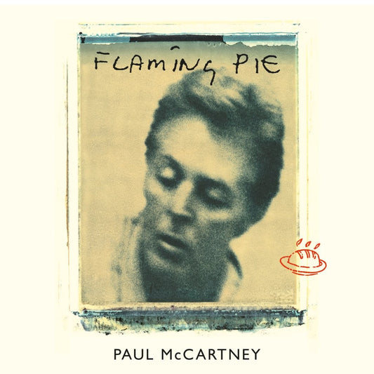 CD cover for Paul McCartney’s “Flaming Pie” with portrait and sketch.