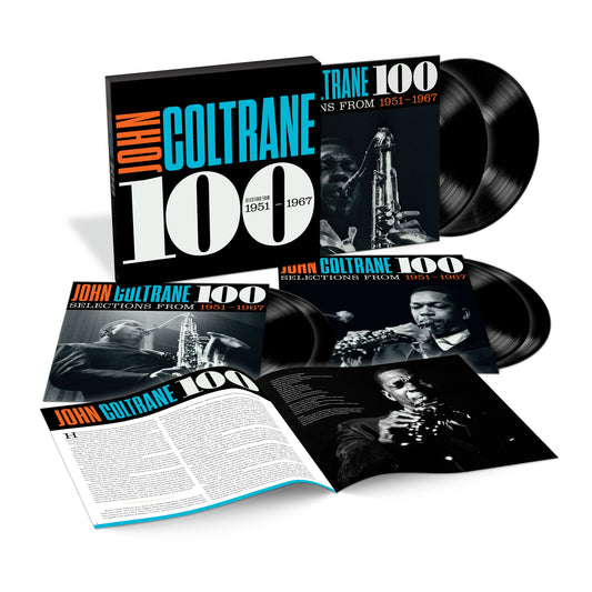 John Coltrane vinyl box set with records, booklet, and cover art.