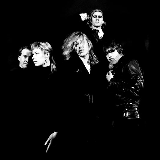 Black and white photo of The Go-Betweens, a four-member band.