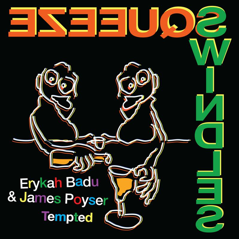 Vinyl record cover featuring illustrated figures and text: "Erykah Badu & James Poyser - Tempted".