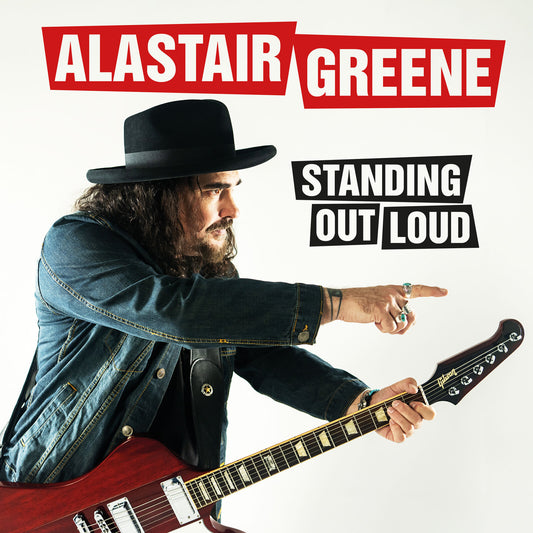 Alastair Greene album cover featuring musician with guitar and hat.