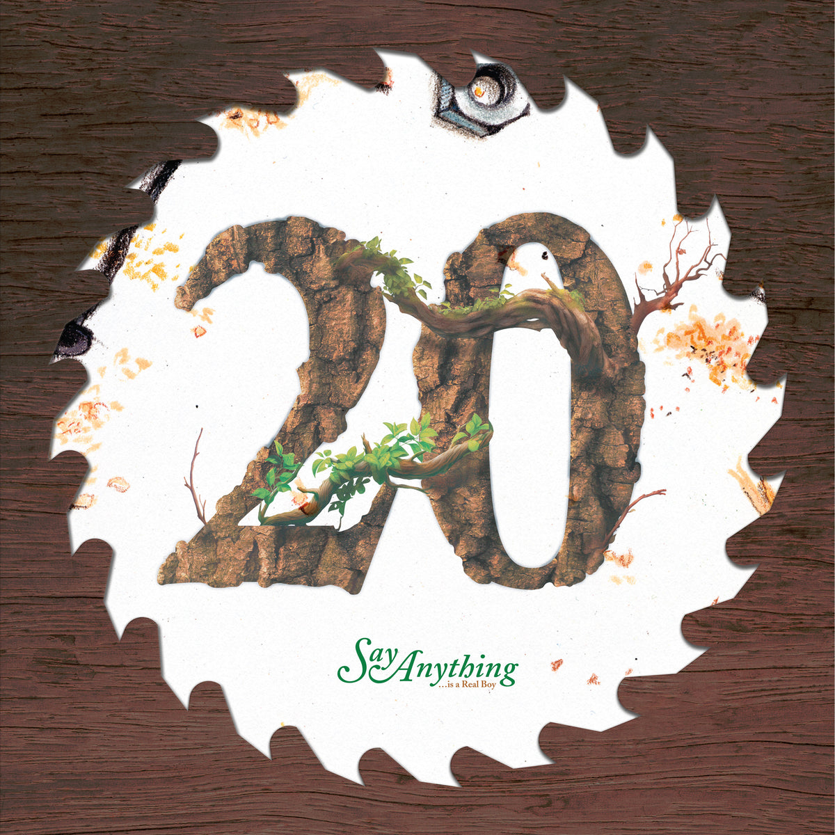 Album cover for Say Anything’s “...Is A Real Boy” featuring tree-shaped numbers.