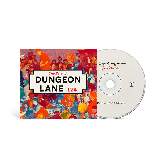 Paul McCartney "The Boys of Dungeon Lane" CD, colorful collage cover art.