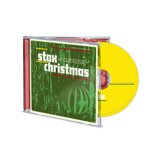“Stax Christmas” CD in jewel case, green and yellow cover, with barcode.