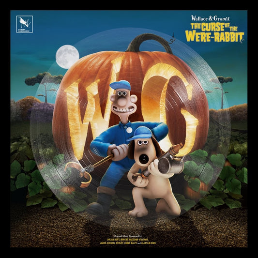 Wallace & Gromit album cover featuring characters before a giant pumpkin.