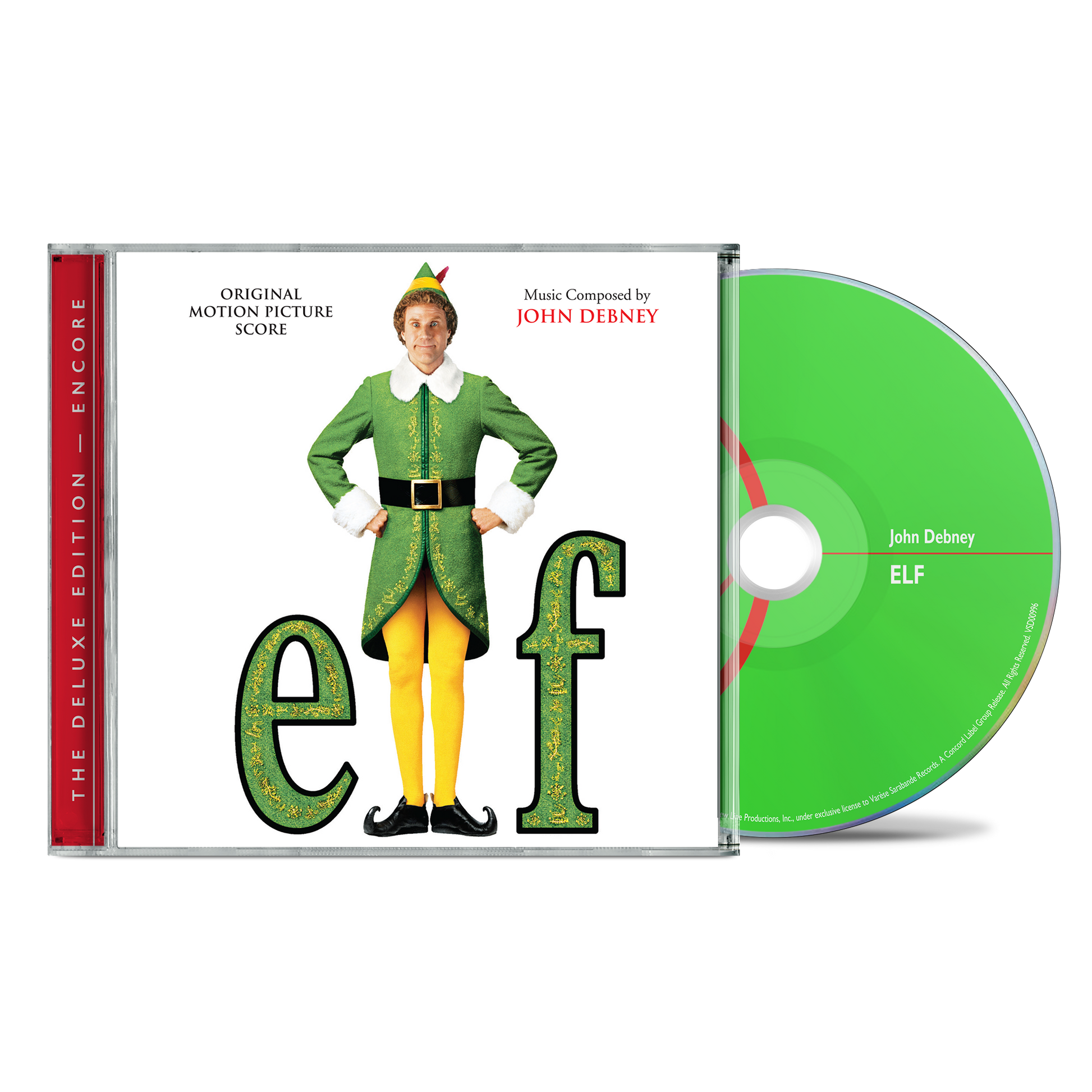 CD case for "Elf" soundtrack featuring Buddy the Elf in costume.