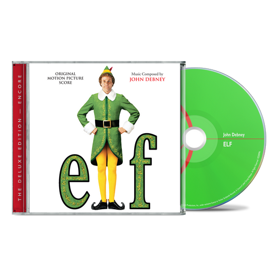 CD case for "Elf" soundtrack featuring Buddy the Elf in costume.