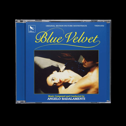 Blue Velvet" soundtrack vinyl record cover with a couple embracing.