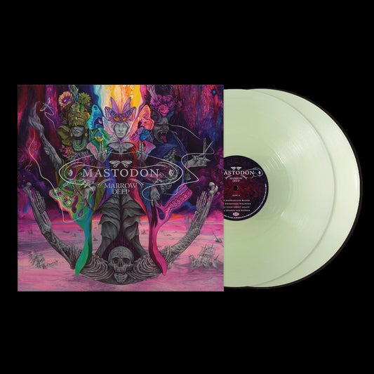 Mastodon “Marrow Deep” clear vinyl LP with colorful, surreal album art.