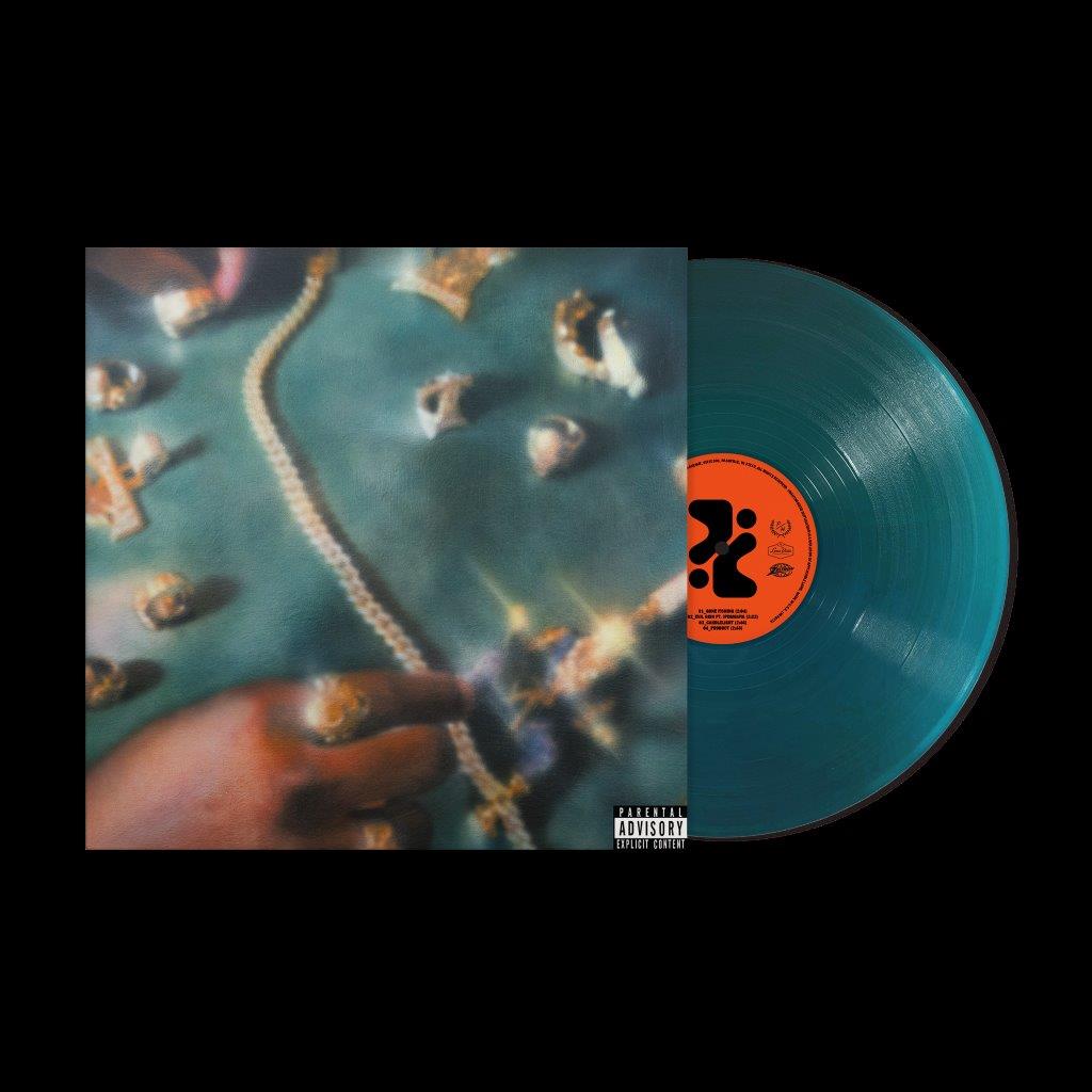 Blue vinyl LP of Denzel Curry and Kenneth Blume’s album “ii” with cover art.