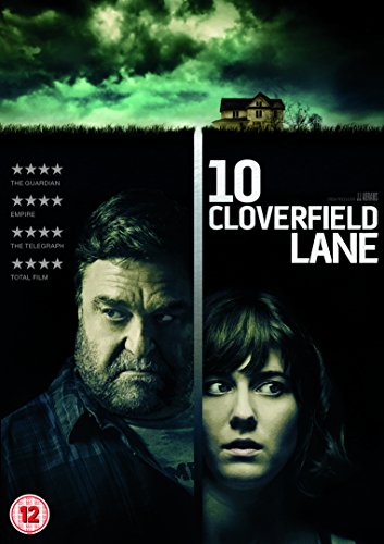 10 Cloverfield Lane" DVD cover featuring John Goodman, Mary Elizabeth Winstead, and a house.
