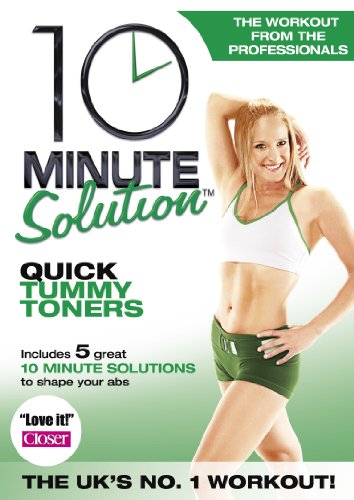 DVD cover for 10 Minute Solution Quick Tummy Toners featuring a woman in workout gear.