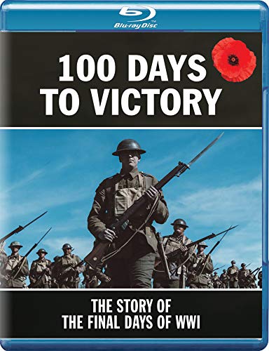 "Blu-ray case with soldiers marching, red poppy, and '100 Days to Victory' text."
