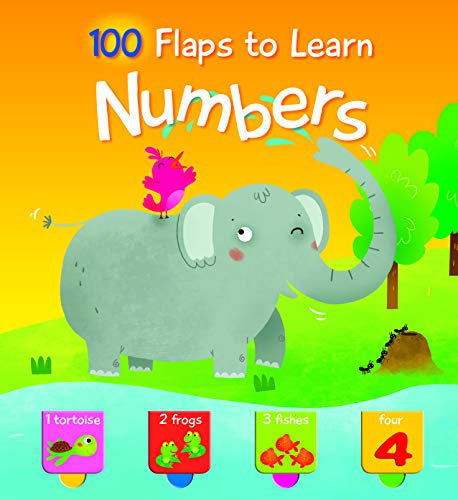 Children’s book cover with an elephant, a bird, and number flaps.