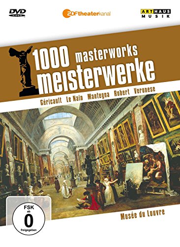 DVD cover featuring a painting of the Louvre museum's grand gallery with visitors.