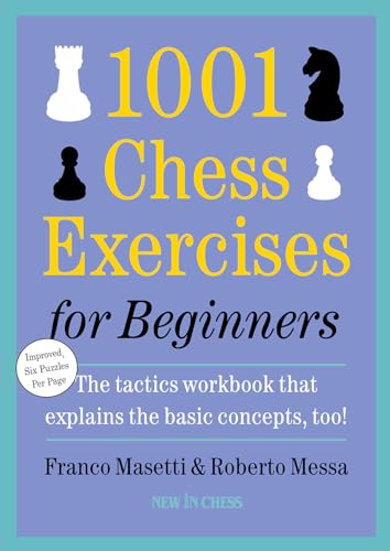 Book cover with chess pieces and title "1001 Chess Exercises for Beginners".