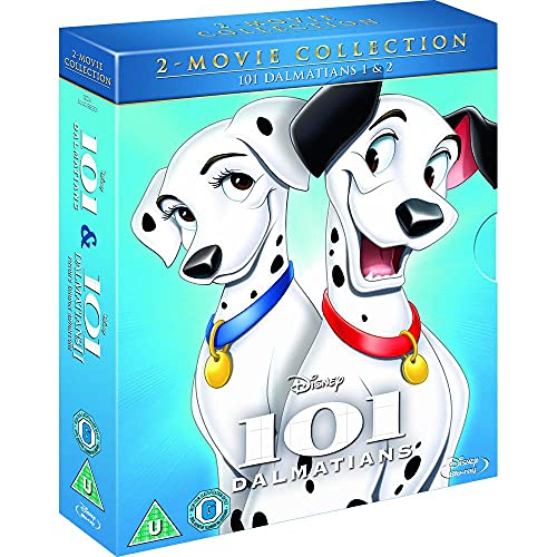 Blu-ray case featuring two cartoon Dalmatians with blue collars.