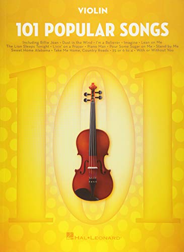 Sheet music book cover featuring a violin and the title “101 Popular Songs.”