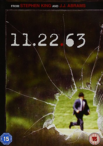 DVD cover for 11.22.63 featuring a man running through shattered glass.