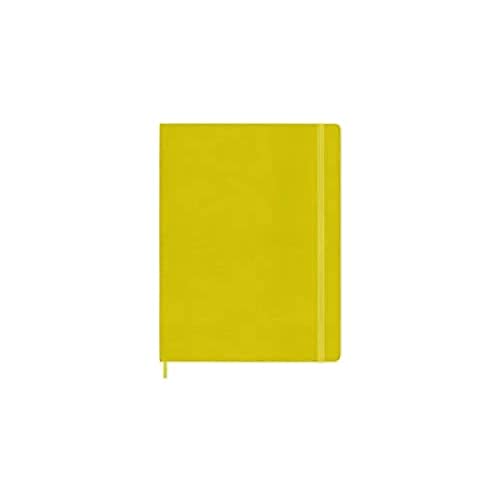 Moleskine Classic Ruled Plain Paper Notebook, Silk Hard Cover and Elastic Closure Journal, XL Size, Colour Hay Yellow