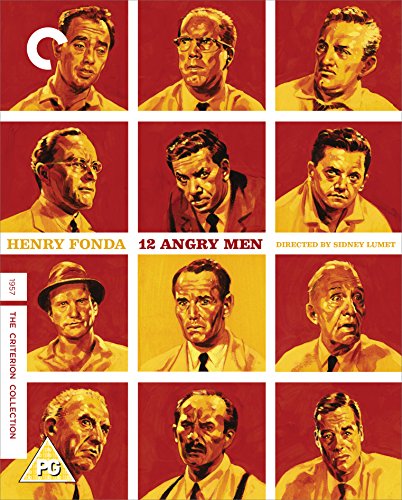 Blu-ray cover art featuring a grid of twelve illustrated portraits of men in red.