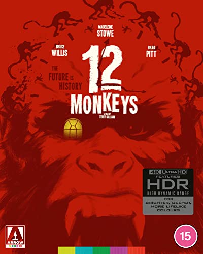 12 Monkeys" Blu-ray cover with a red monkey face and scattered silhouettes.