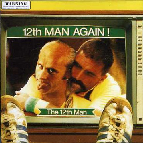 CD cover: two men embracing in front of a television screen.
