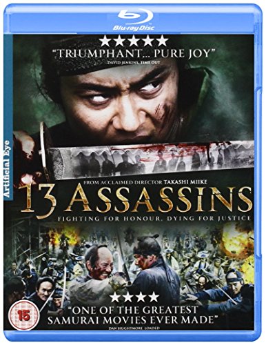 Blu-ray cover for "13 Assassins" featuring a stern samurai with a sword.