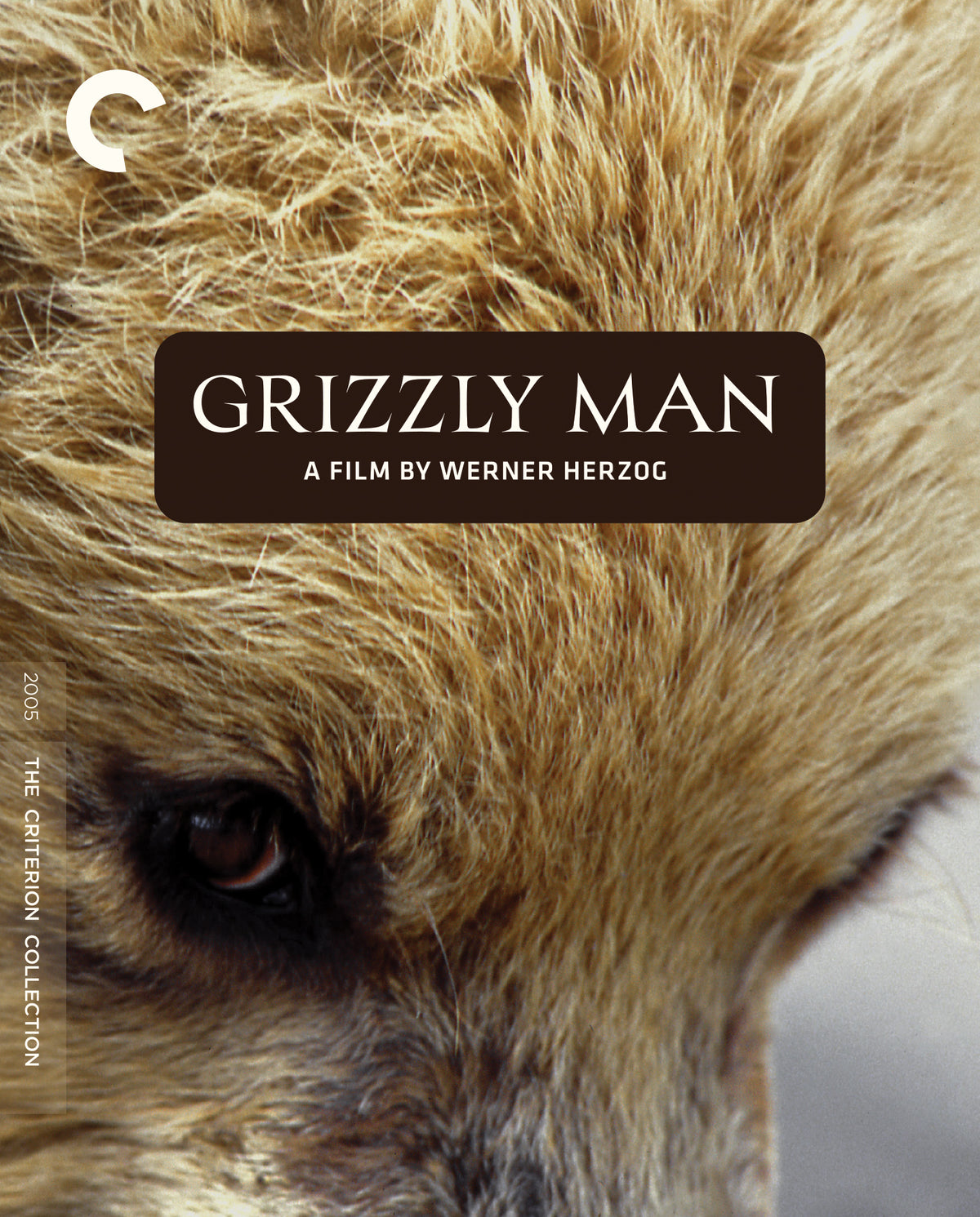 “Grizzly Man” Blu-ray cover featuring a close-up of a bear’s face.