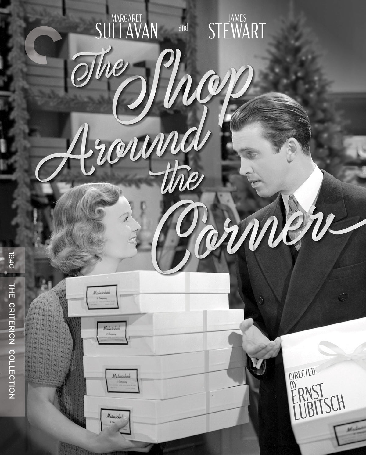 Black and white movie poster for "The Shop Around the Corner" with actors.