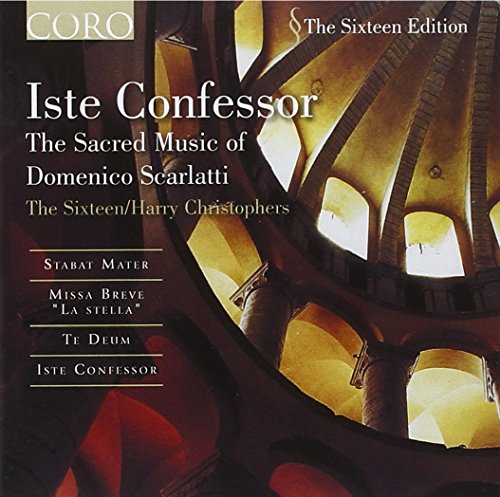 CD cover for “Iste Confessor” by Domenico Scarlatti, gold and red tones.