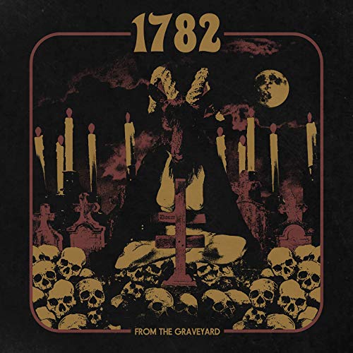CD cover: skeletal figure with candles, skulls, and a moonlit graveyard.