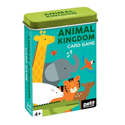 Colorful tin box featuring cartoon animals in a card game design.