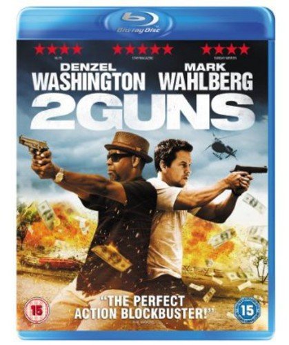 "Blu-ray case with cover art featuring two men holding guns, against an explosive background."