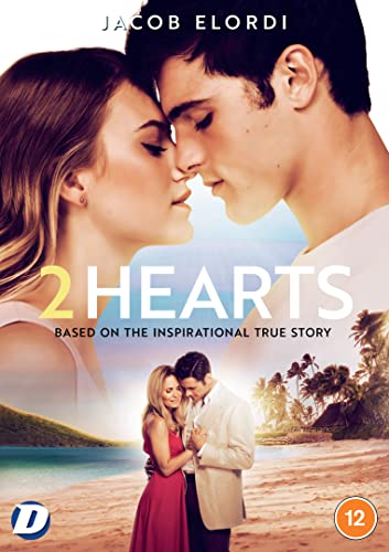 DVD cover for “2 Hearts” featuring a couple embracing, tropical scenery.
