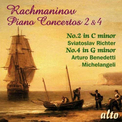 CD cover: sailing ships on water, text listing Rachmaninov concertos.