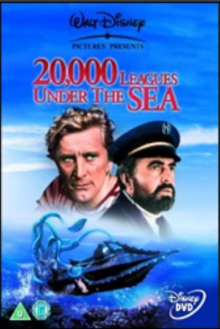 DVD cover for "20,000 Leagues Under the Sea" featuring two men and a submarine.
