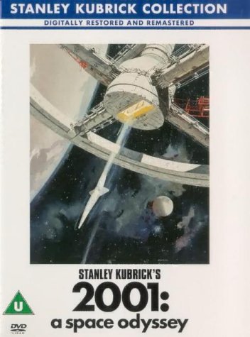 DVD cover for Stanley Kubrick’s “2001: A Space Odyssey” with spaceship imagery.