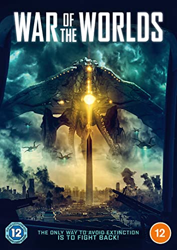 DVD cover for "War of the Worlds" showing a spaceship over a city in ruins.