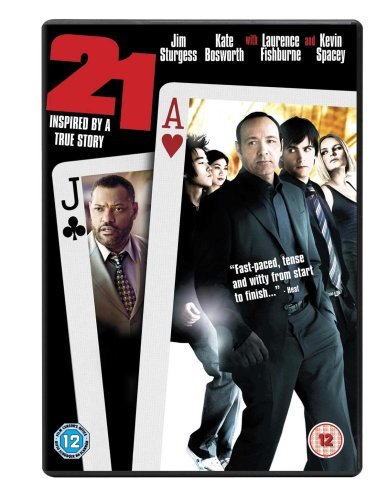 DVD cover for the film 21 featuring cast members overlaid on large playing cards.