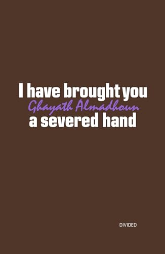 Book cover with white and purple text on a brown background.