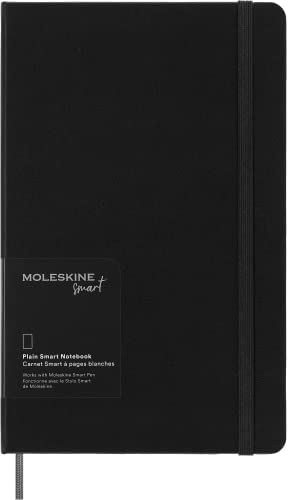 Moleskine Smart Notebook, Smart Writing System, Smart Notebook with Hard Cover, Blank Pages and Elastic Closure, Large Format 13 x 21, Colour Black