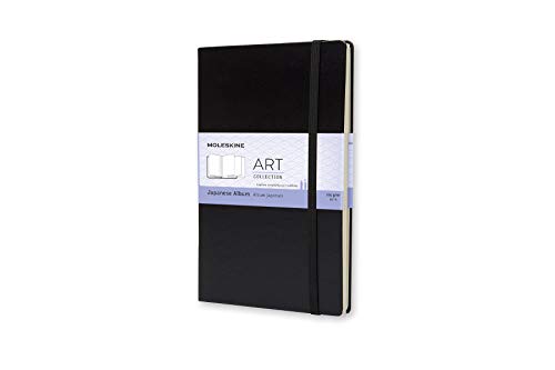 Moleskine 13 X 21 Cm Large Art Collection Japanese Album Sketchbook With Hard Cover And Elastic Closure Paper Suitable For Pens, Pastels And Charcoal, Colour Black, 48 Pages