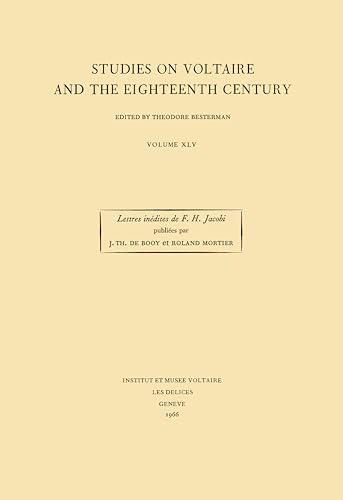 Les Annees de formation de F. H. Jacobi : d'apres ses lettres inedites a M. M. Rey (1763-1771) avec Le Noble, de madame de Charriere : 45