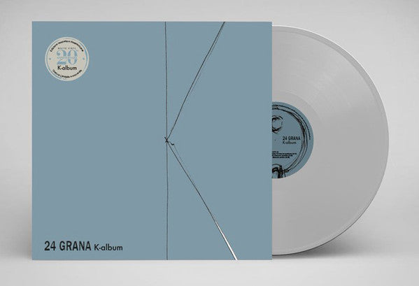 Blue vinyl record cover and white vinyl disc with minimal graphic design.