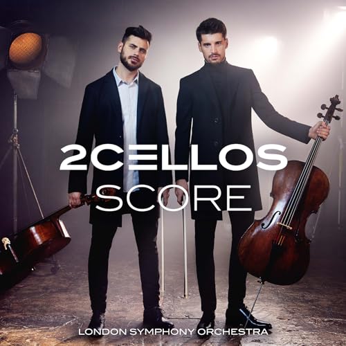Two men with cellos, album cover for "2Cellos - Score.