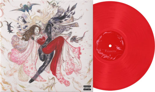 Red vinyl LP of 2hollis’ “Pirouette” with painted cover art.