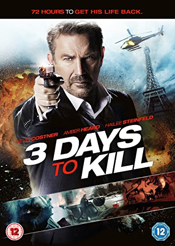 Movie poster for "3 Days To Kill" featuring Kevin Costner with a gun.