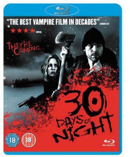 Blu-ray cover art for 30 Days of Night featuring a man holding an axe.