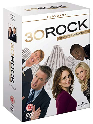 30 Rock complete seasons 1-4 DVD box set featuring the main cast members.